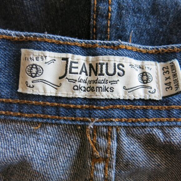 AKADEMIKS JEANIUS Jeans 34x32* Men Distressed Dark Wash Blue  Hip Hop Streetwear - Picture 13 of 16